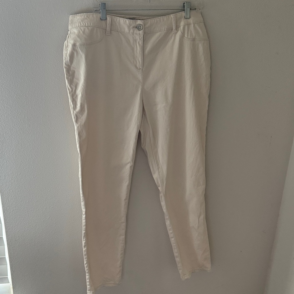 CHICO’S ivory stretch high Rise pants Sz 12